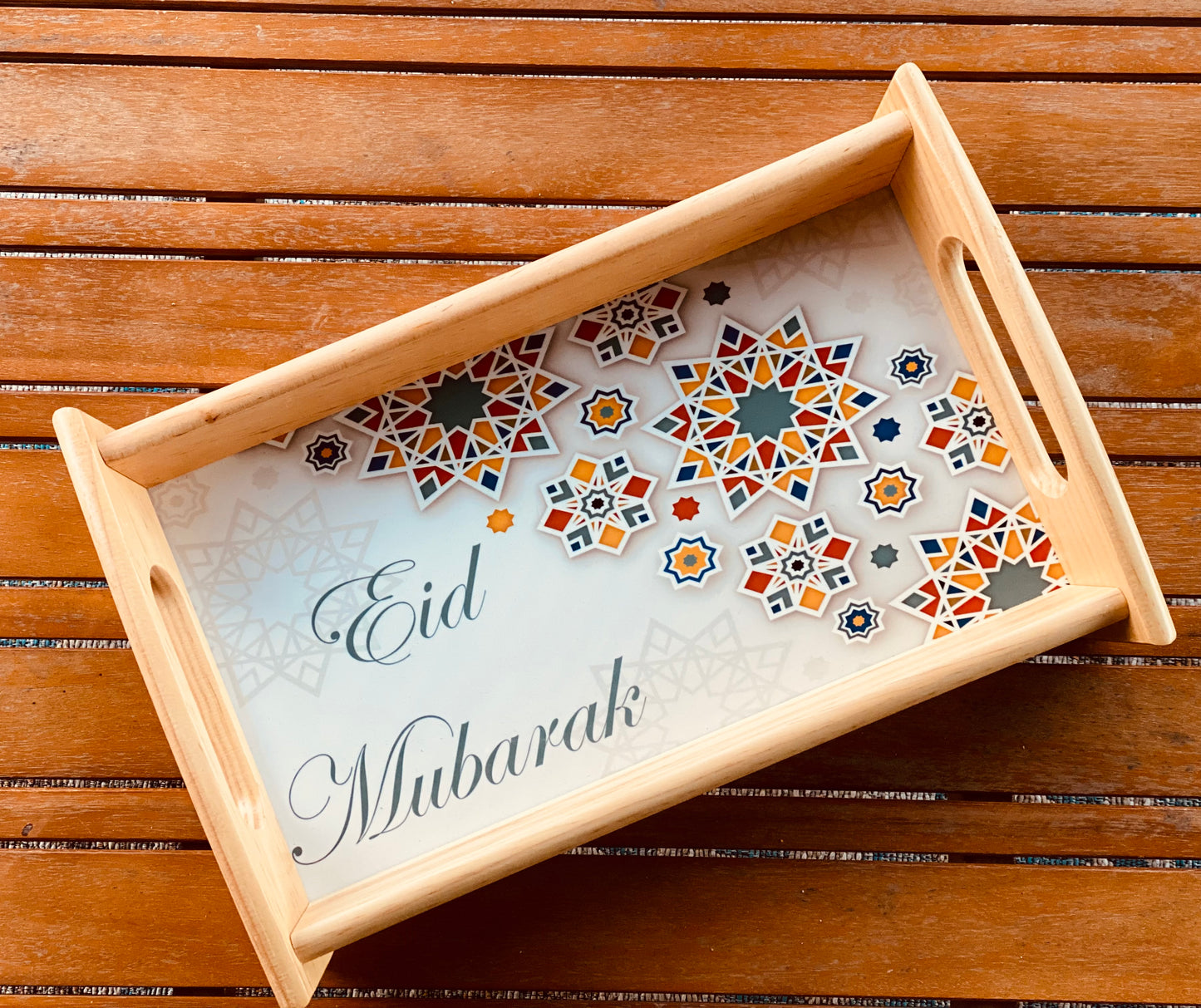 Eid Mubarak wood Tray