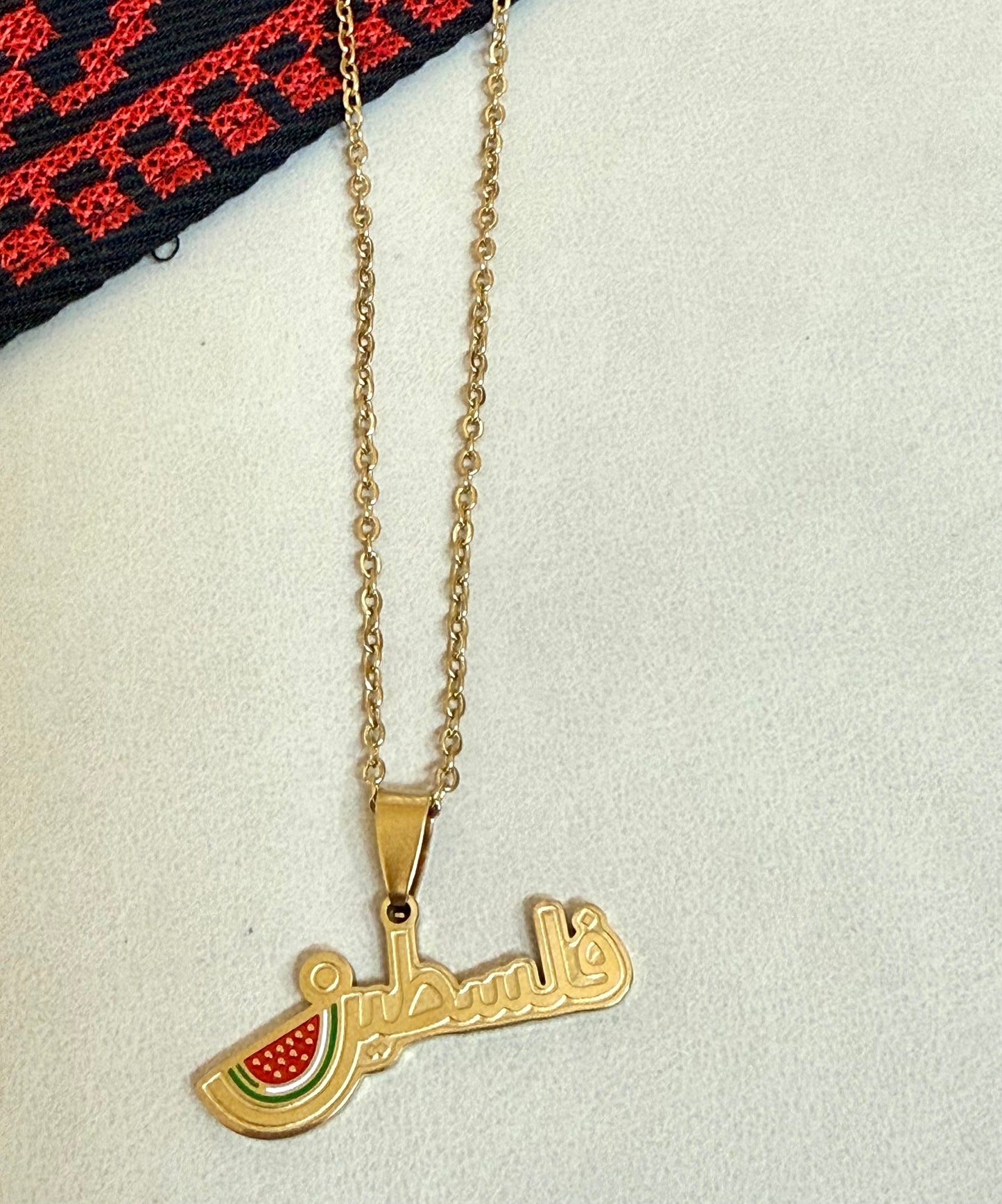 Palestine watermelon stainless steel necklace