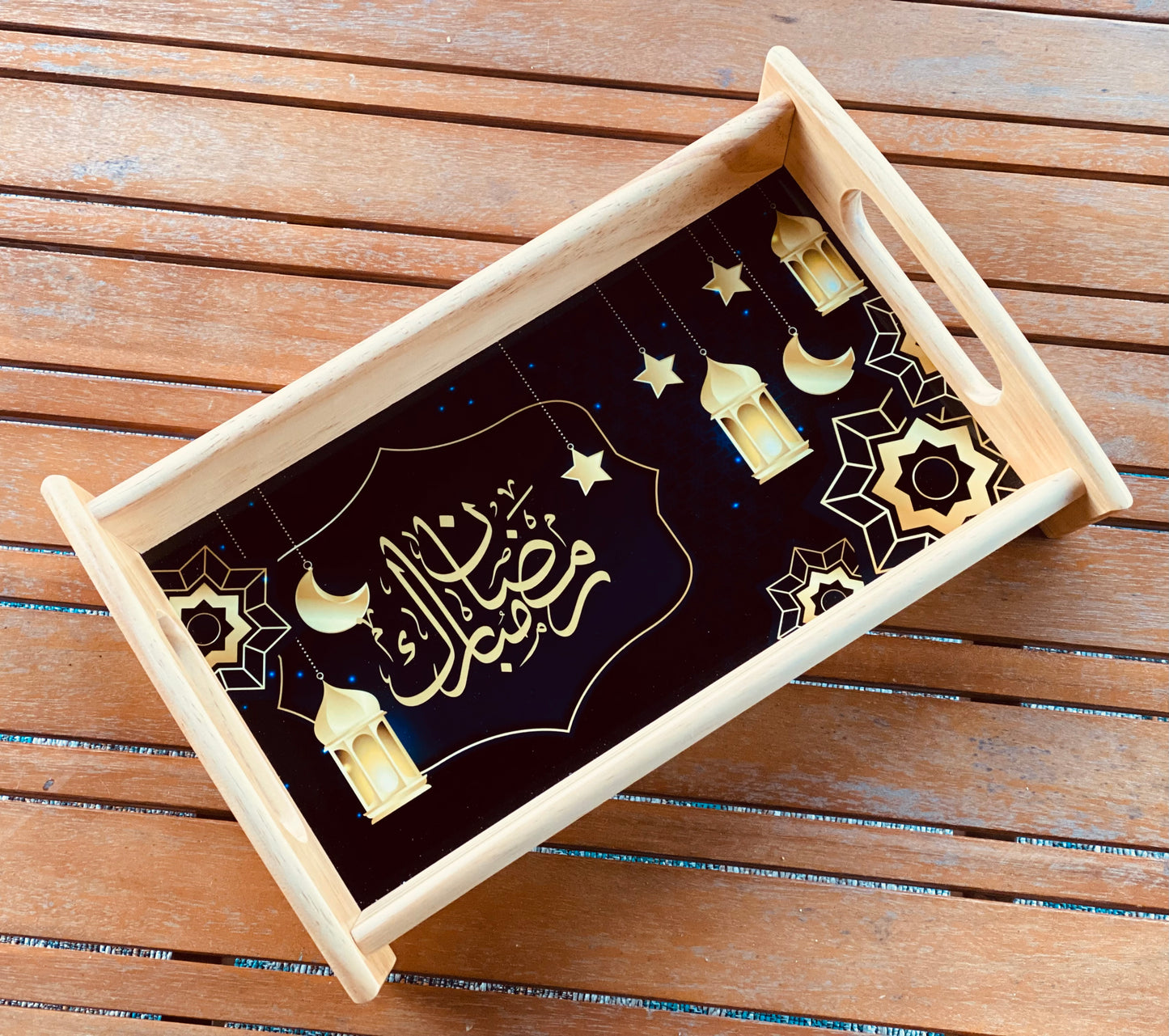 Custom Ramadan wood Tray