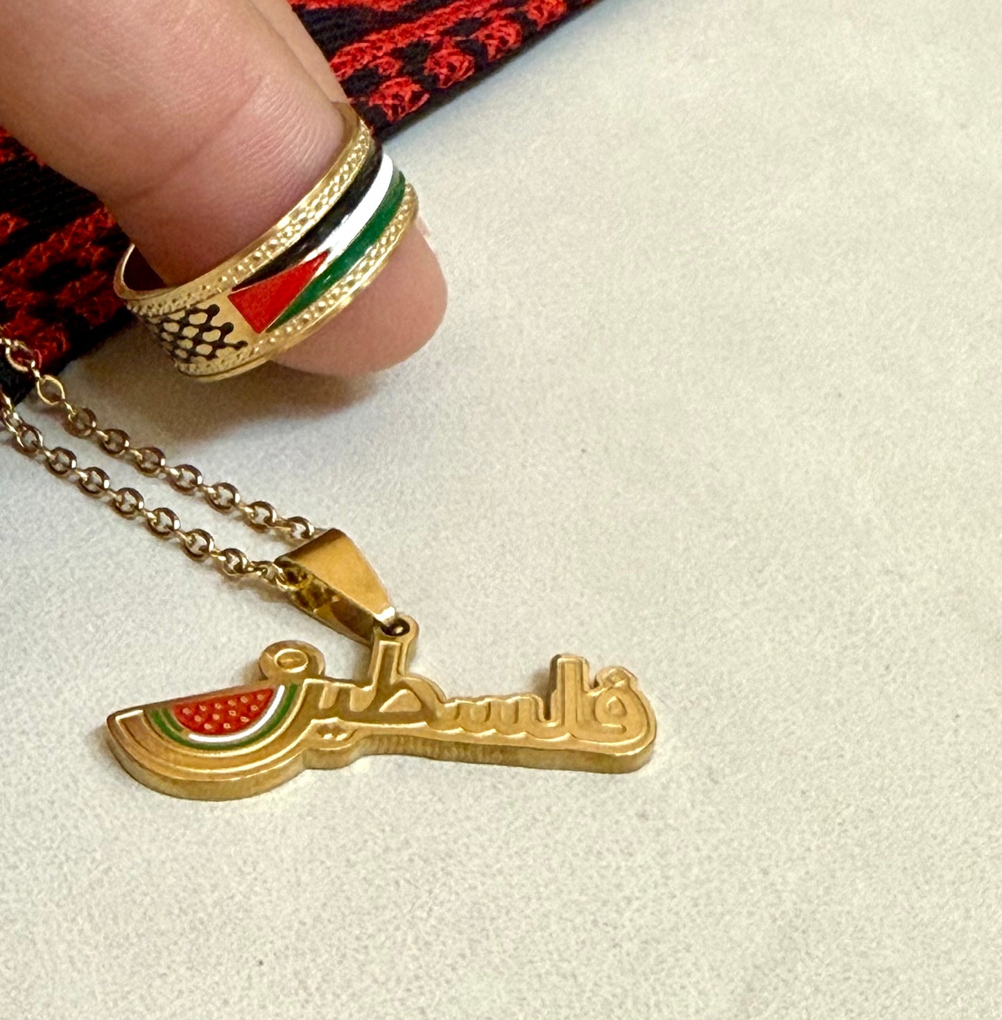 Palestine watermelon stainless steel necklace