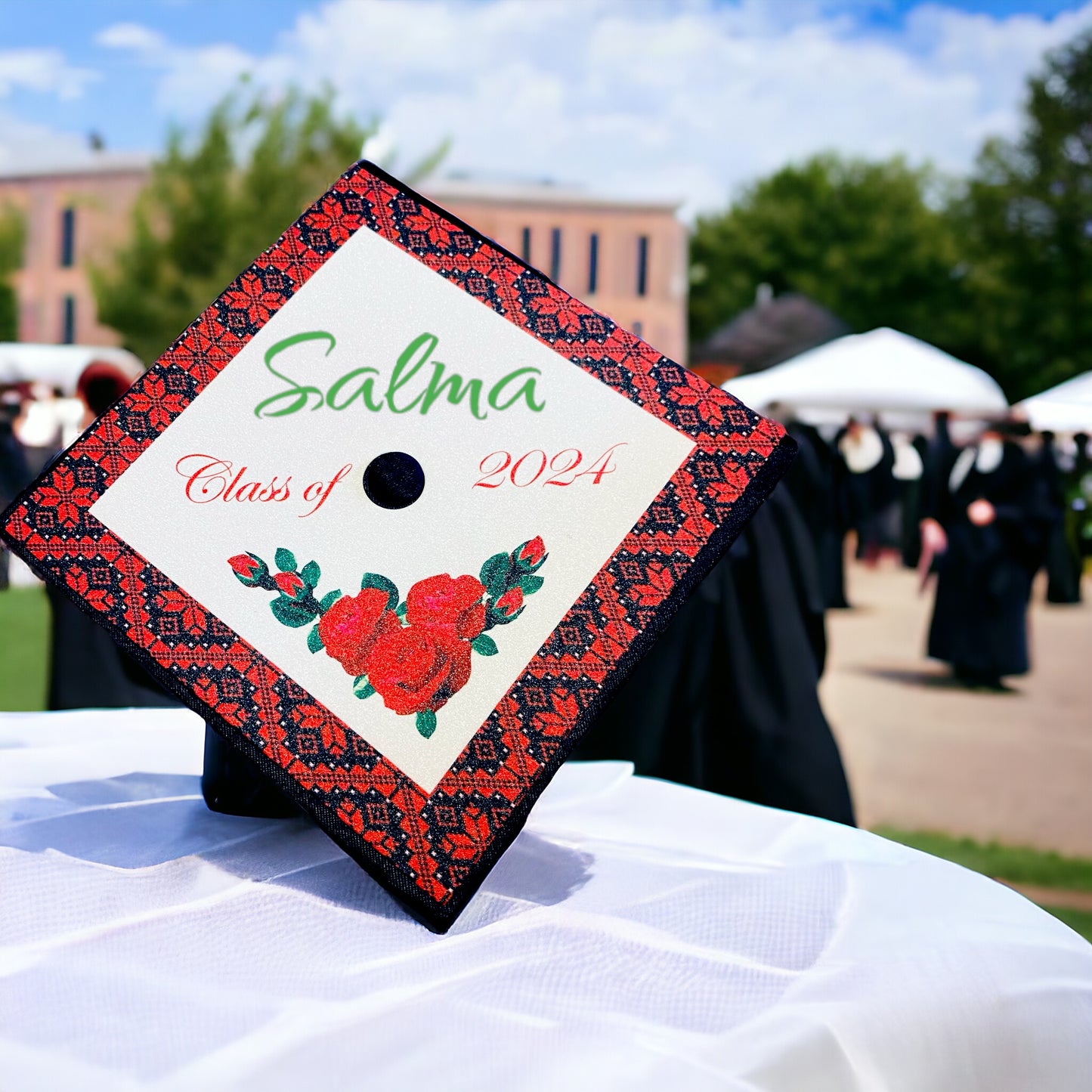 Personalized Tatreez Graduation Cap topper