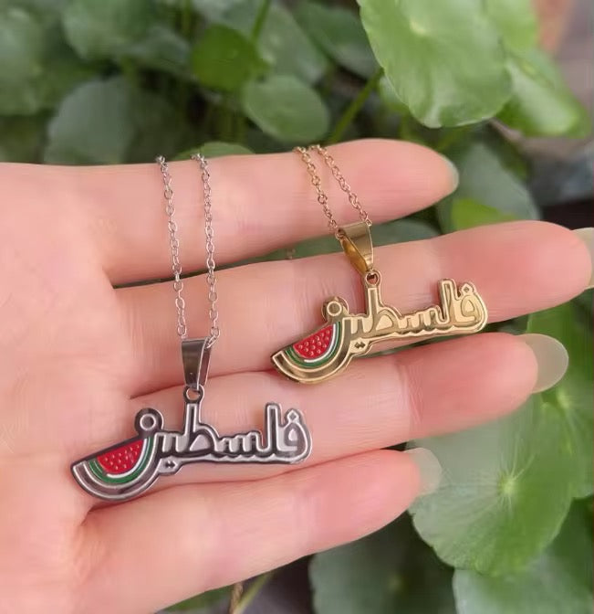 Palestine watermelon stainless steel necklace
