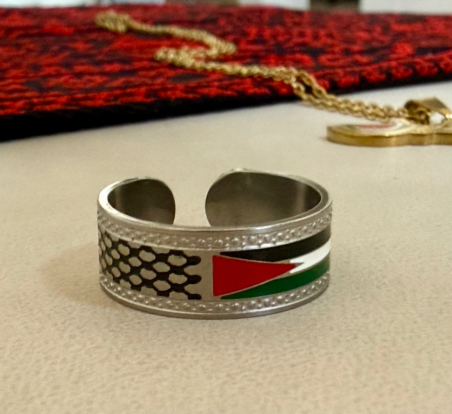 Stainless steel Palestinian adjust adjustable ring