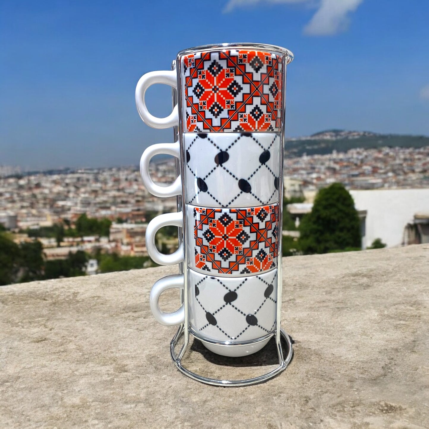 Stackable Palestinian Coffee cups set .