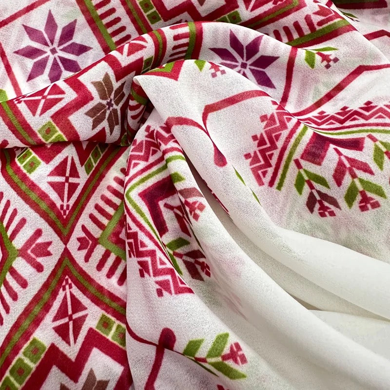 Tatreez Print Chiffon Hijab