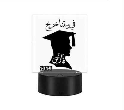 His Graduation Tribute Personalized  Color Changing Light Stand with Remote Control.