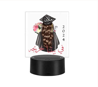 Her Graduation Tribute Personalized Multi Color Light Stand with remote control.