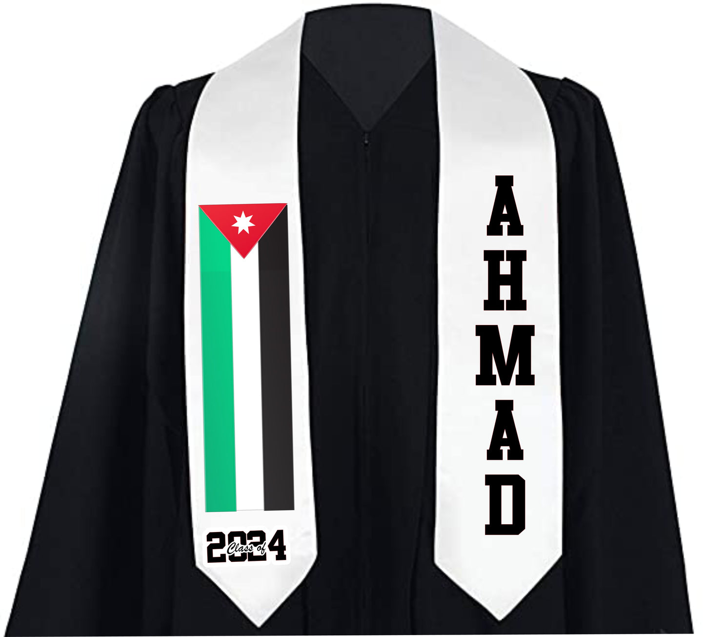 Personalized Graduation Stole with Country Flag