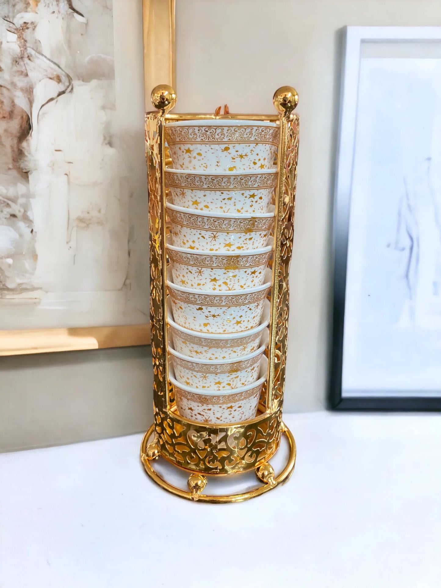 Gold Arabic coffee cups holder ( holder only)