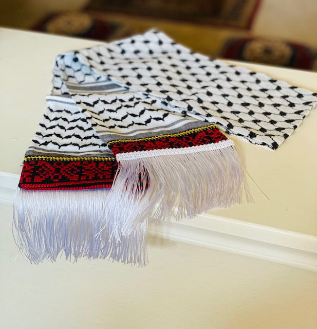 Tatreez Style Kufiyah Scarf (Random Pattern)