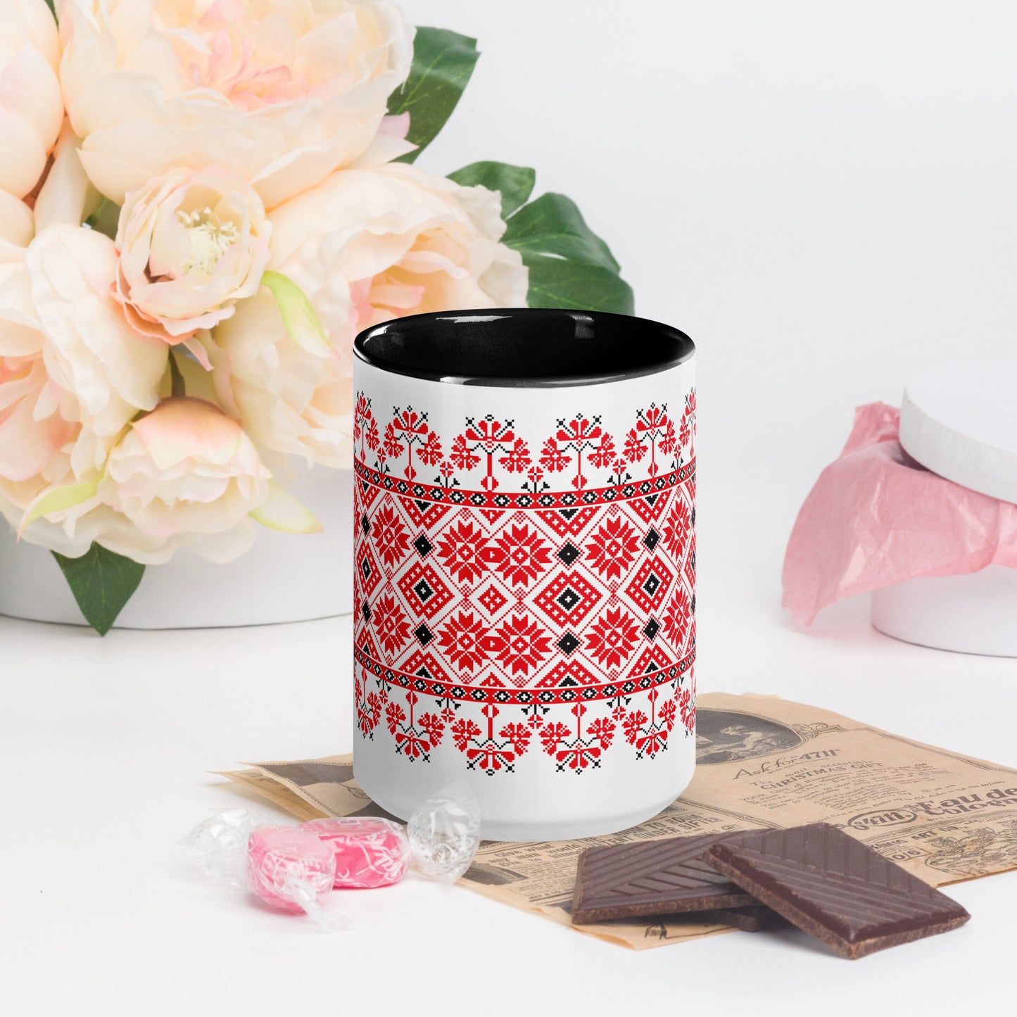 Embroidered Elegance Mug