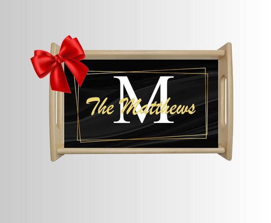 Custom wood tray with family name