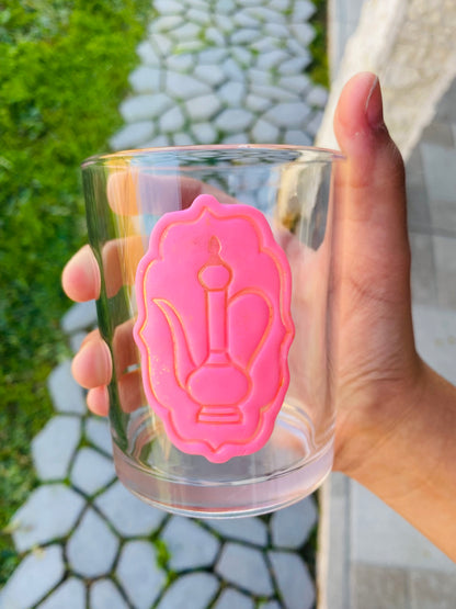 Salma’s Clay decorated Glass Cup( Pink Ibriq)