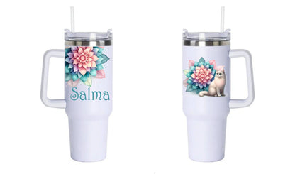 Pastel Paws & Petals 40 oz Personalized Tumbler