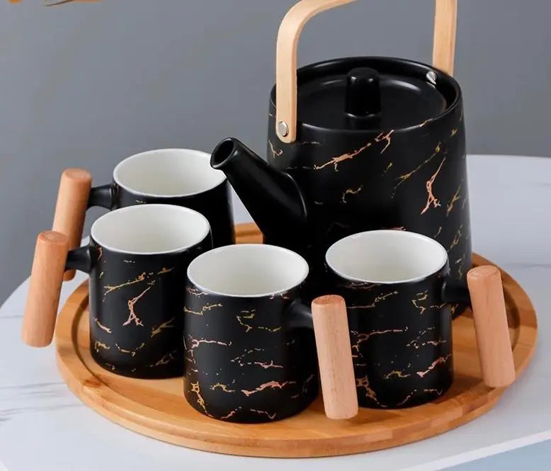 Midnight Gold" 6-Piece Tea Set,