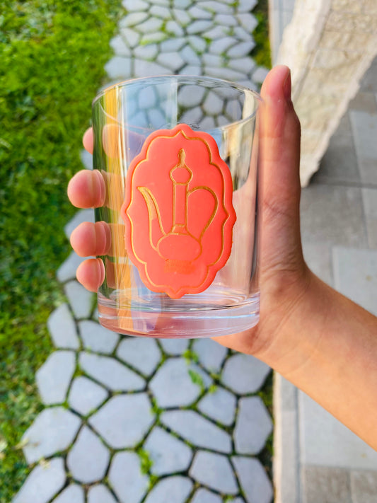 Salma’s Clay decorated Glass Cup( Orange Ibriq)