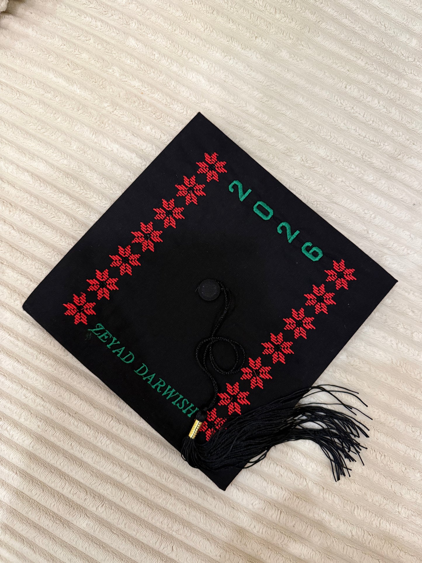 Tatreez embroidery graduation cap