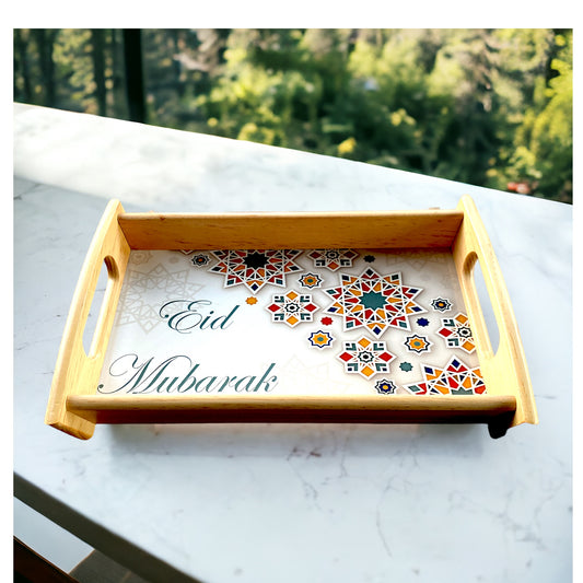 Eid Mubarak wood Tray