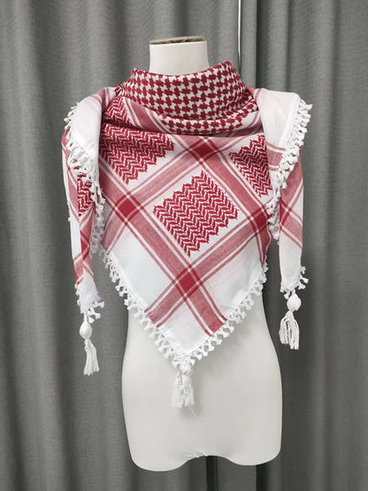 Personalized Palestinian Kufiyah / shmagh with rose (embroidered)