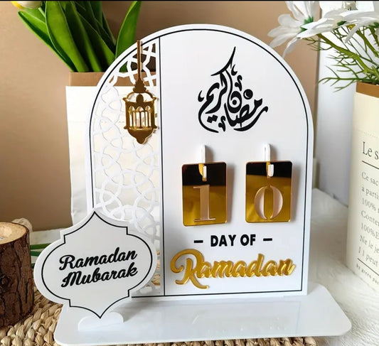 White Ramadan Acrylic Calander