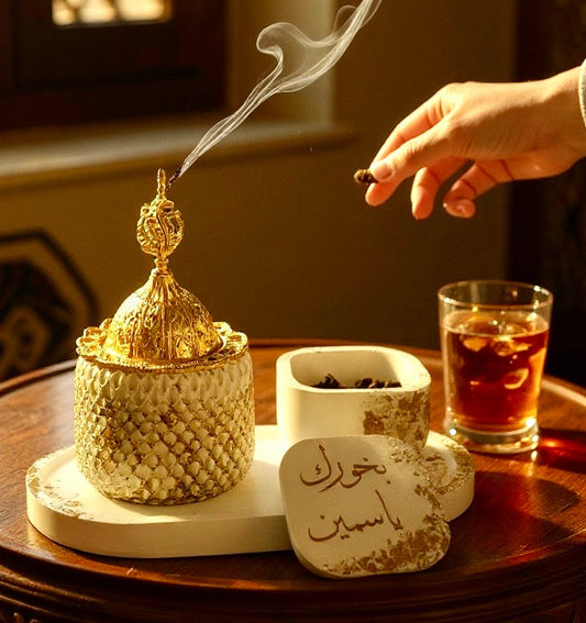 Layali Personalized Arabic Ceramic Incense Burner Set – Handmade Bakhoor & Charcoal Holder Gift