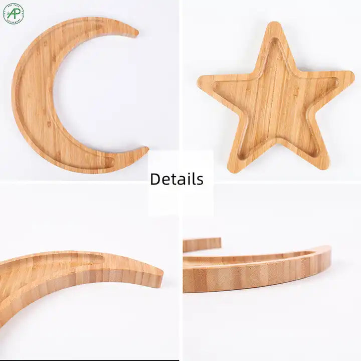 Crescent and Star Bamboo Serving Tray