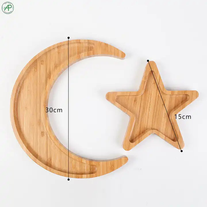 Crescent and Star Bamboo Serving Tray