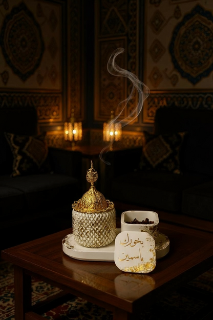 Layali Personalized Arabic Ceramic Incense Burner Set – Handmade Bakhoor & Charcoal Holder Gift