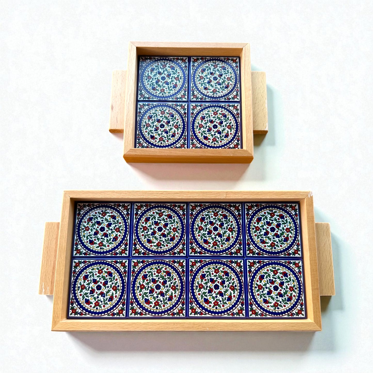 Khalili wood and ceramic tiles tray ￼