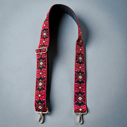 Palestinian Red Tatreez adjustable strap ( pattern might be different based on availability)