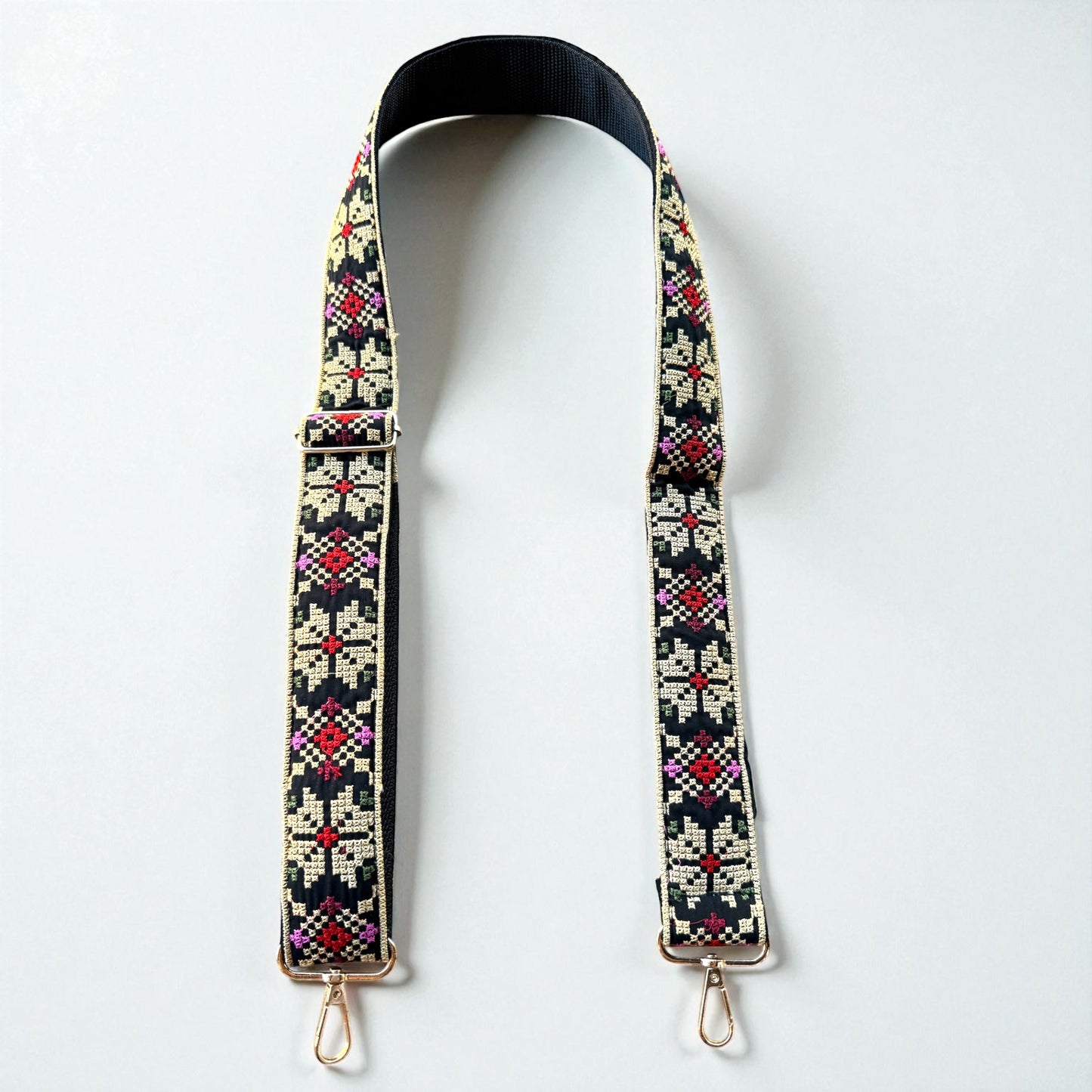 Palestinian Red Tatreez adjustable strap ( pattern might be different based on availability)