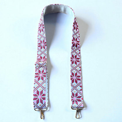 Palestinian Red Tatreez adjustable strap ( pattern might be different based on availability)