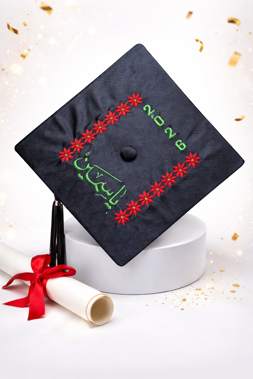 Tatreez embroidery graduation cap