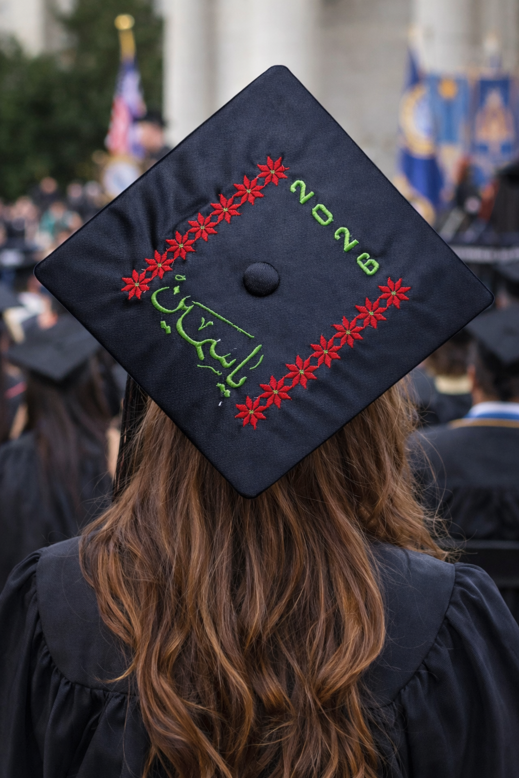 Tatreez embroidery graduation cap