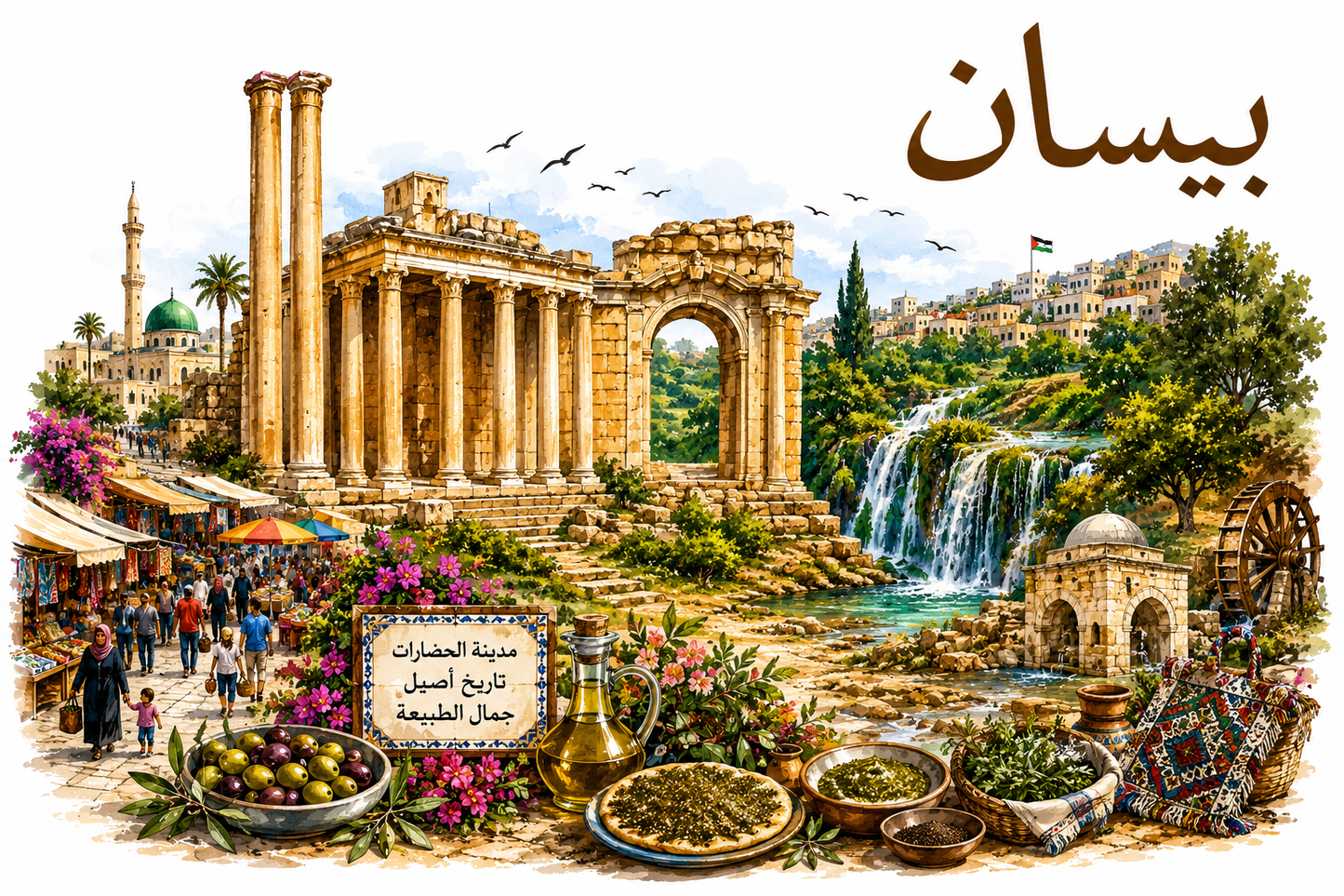 Baladi raised print wood panel