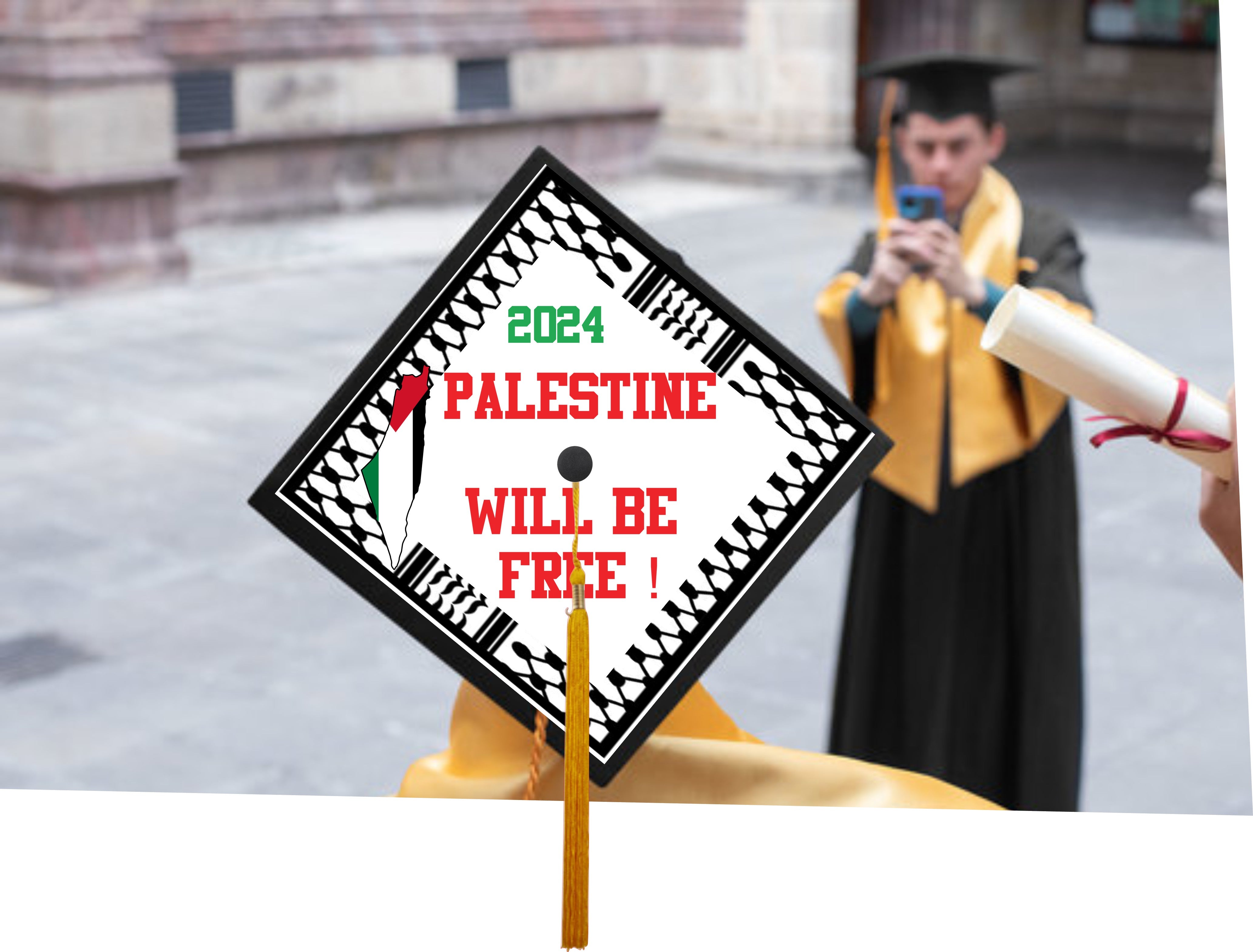 Kufiya Design with Custom Text (Graduation Cap topper) – Arabic Prints Shop