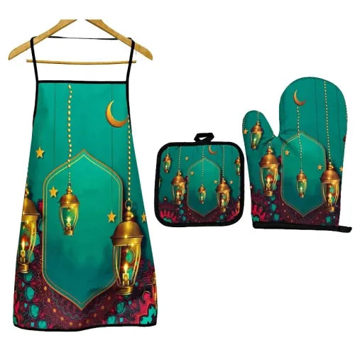 Ramadan kitchen Apron set ( GREEM)