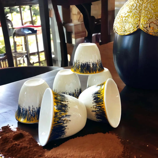 Sahara Splendor: 6-Piece Luxurious Ceramic Arabic Coffee Cups  Set