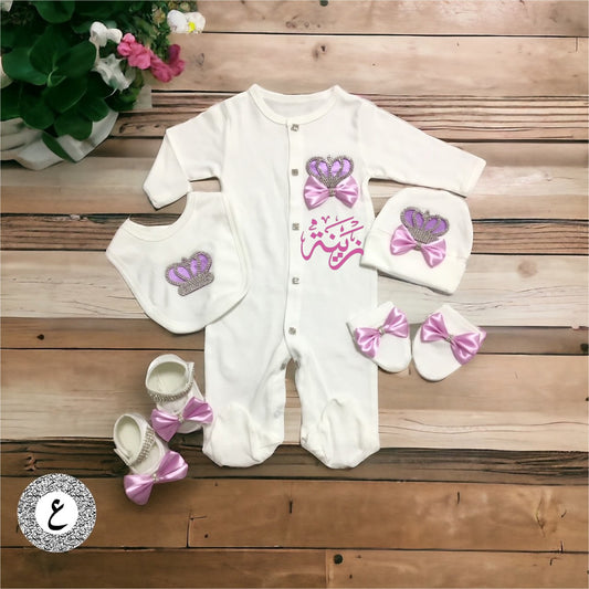 Personalized Newborn Baby Outfit. - Light purple