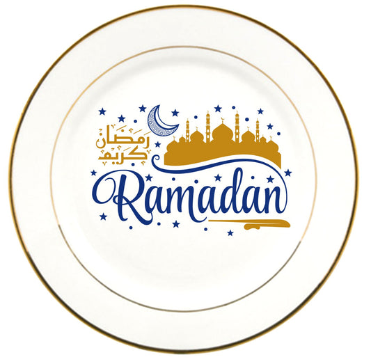 Blessings of Ramadan Gold-Trimmed Ceramic Iftar Plate
