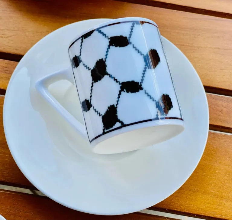 Kufia design Turkish Coffee Cup and Saucer with Custom name