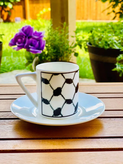 Kufia design Turkish Coffee Cup and Saucer with Custom name