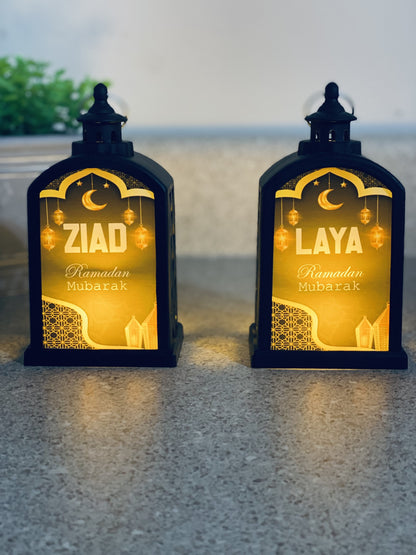 Personalized Ramadan Lantern with name - black