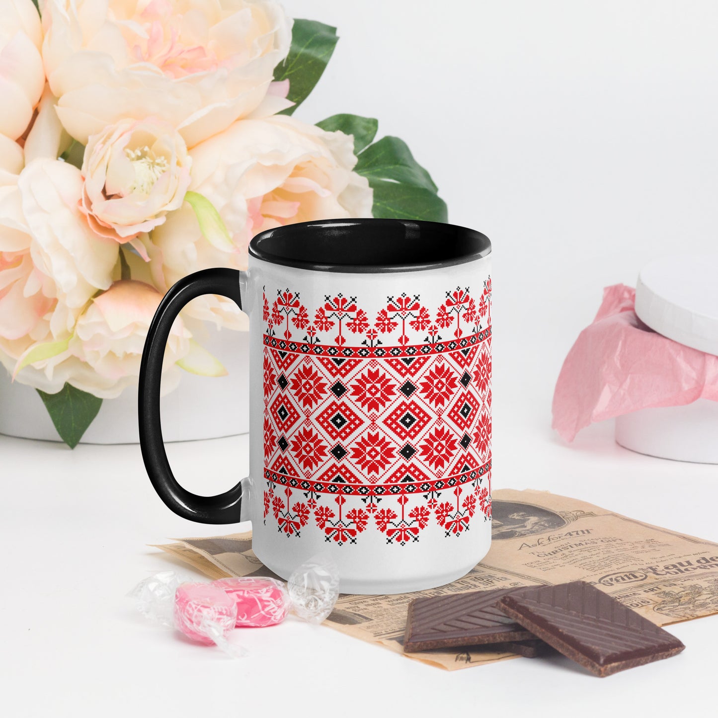 Embroidered Elegance Mug