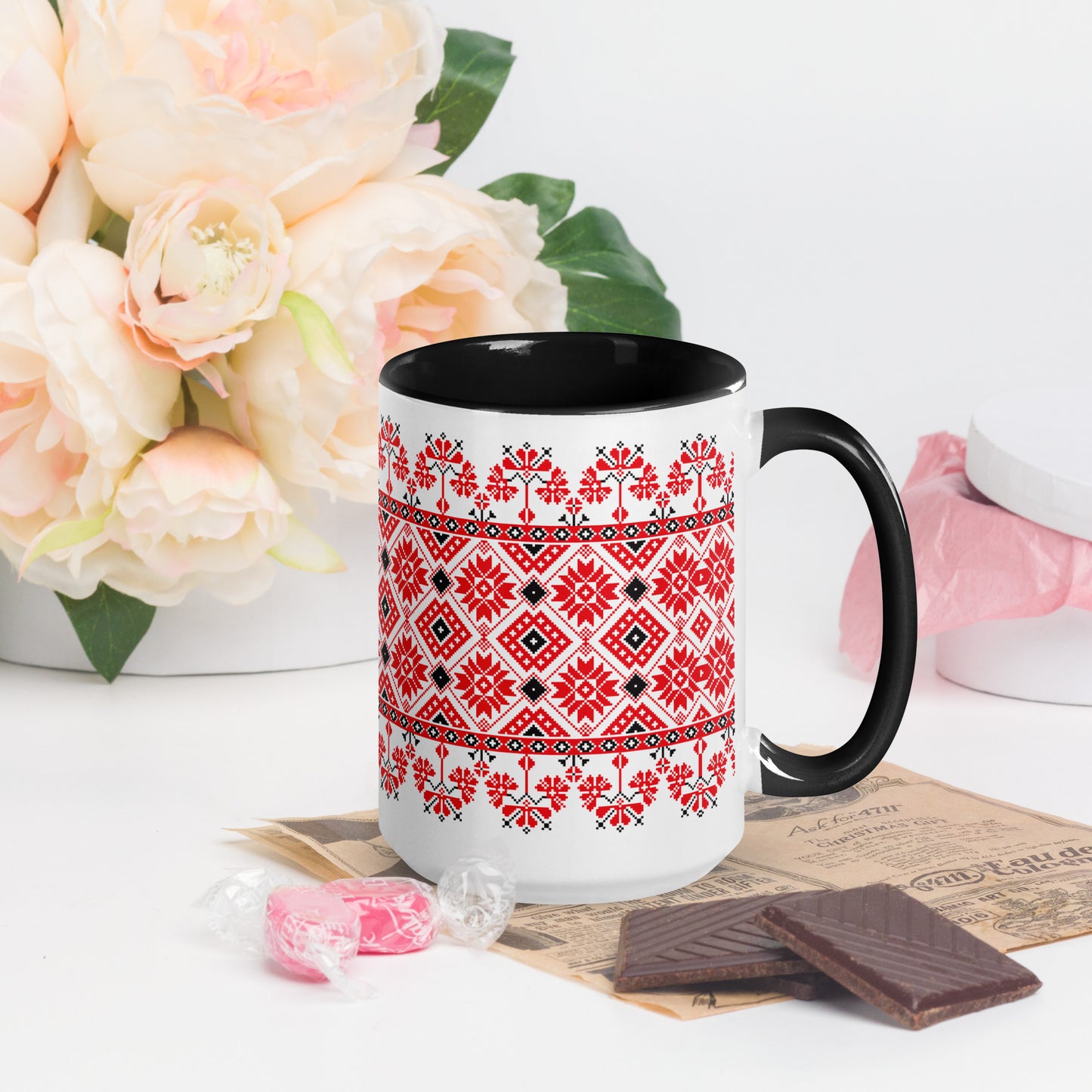 Embroidered Elegance Mug