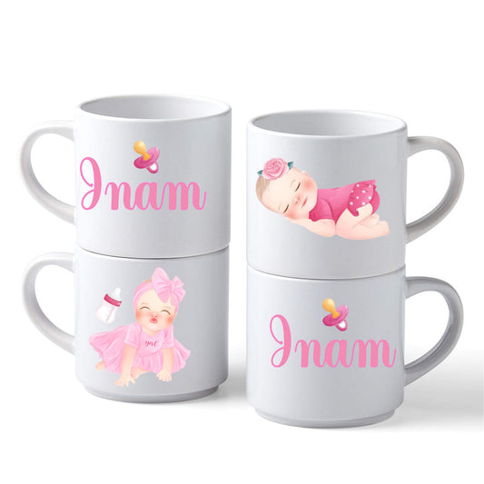 Personalized Baby Girl Mugs Set ( 4 Mugs)