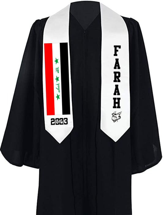 Personalized Graduation Stole with Country Flag