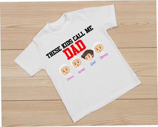 Personalized Muslim Dad T-Shirt with kids names.